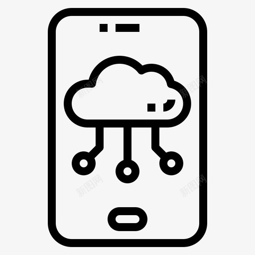 云计算智能手机技术11线性图标svg_新图网 https://ixintu.com 云计算 手机 技术 智能 线性