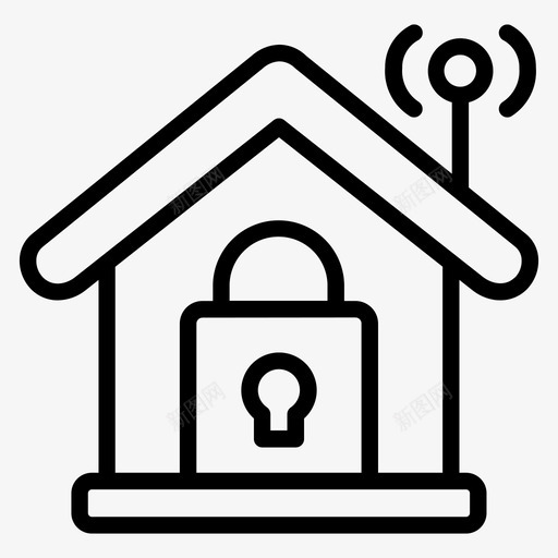 锁房子家安全图标svg_新图网 https://ixintu.com 安全 房子 智能 智能家居