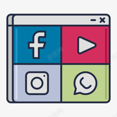 社交媒体营销机构1线性颜色图标图标