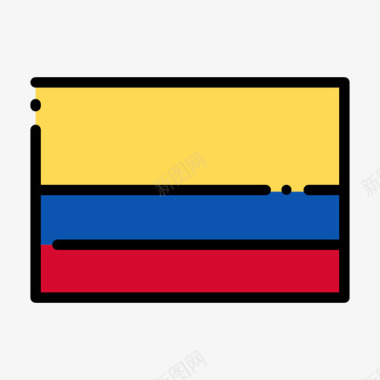 哥伦比亚国旗1线颜色图标图标
