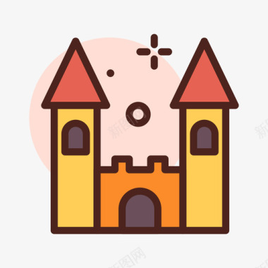 城堡玩具49线性颜色图标图标