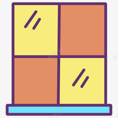 窗户家具装饰4线性颜色图标图标