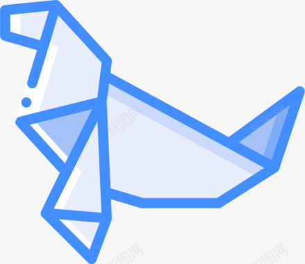 海豹折纸蓝色图标图标