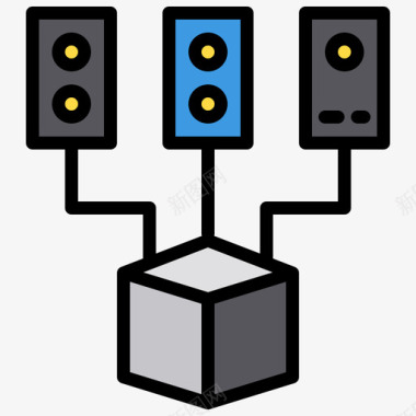 分布式区块链52线性颜色图标图标