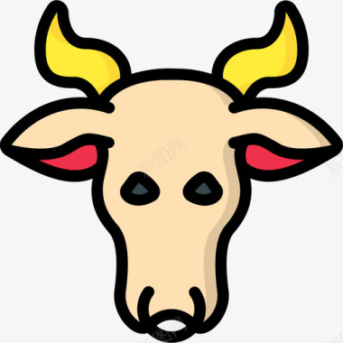 牛印度46线性颜色图标图标