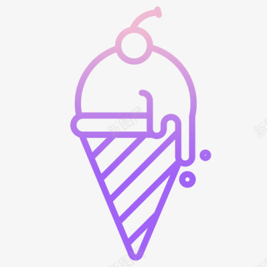 冰淇淋筒咖啡图标2轮廓渐变图标