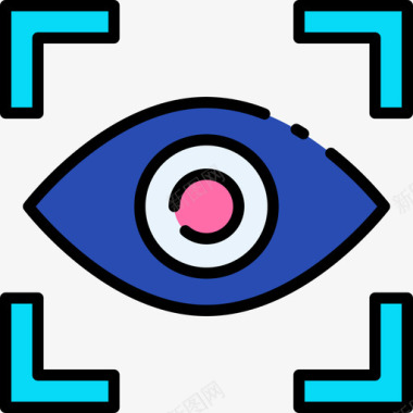 眼睛扫描仪技术99线性彩色图标图标