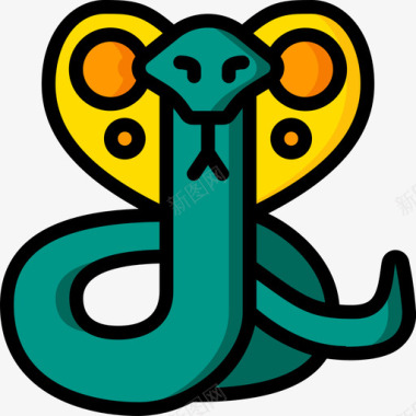 眼镜蛇印度46线形颜色图标图标