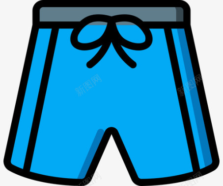 短裤时装和服装1线性颜色图标图标