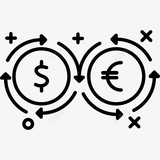 美元欧元转换器货币兑换图标svg_新图网 https://ixintu.com 兑换 投资 欧元 美元 货币 转换器