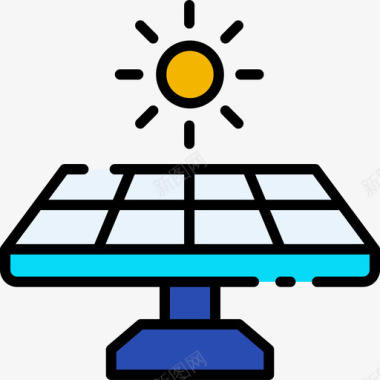 太阳能电池板技术99线性颜色图标图标