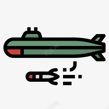 潜艇俄罗斯22线性颜色图标图标