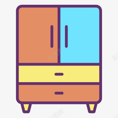 衣柜家具装饰4线性颜色图标图标