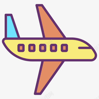 飞机旅行260线性彩色图标图标