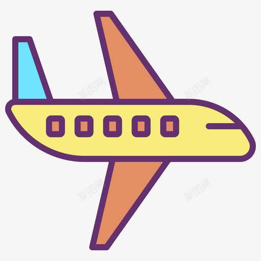 飞机旅行260线性彩色图标svg_新图网 https://ixintu.com 彩色 旅行 线性 飞机