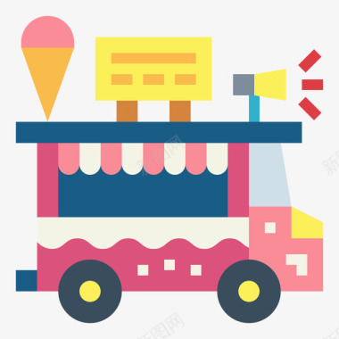 冰淇淋食品车6扁平图标图标