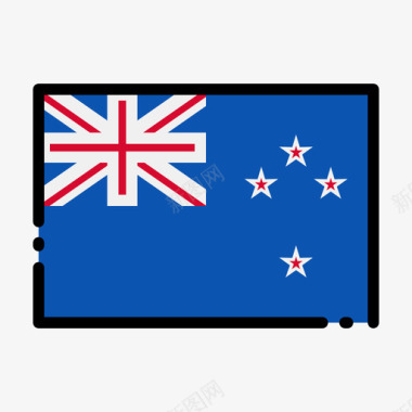 新西兰国旗1线颜色图标图标