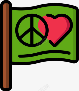 和平与爱嬉皮士时代1线性色彩图标图标