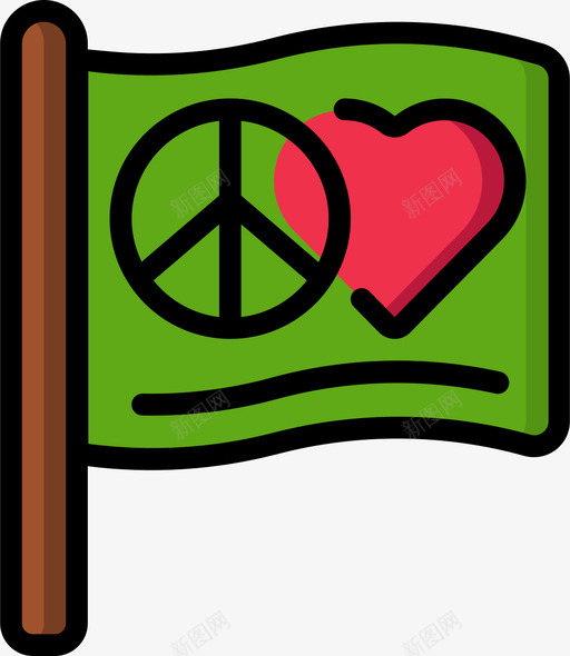 和平与爱嬉皮士时代1线性色彩图标svg_新图网 https://ixintu.com 和平 嬉皮士 时代 线性 色彩