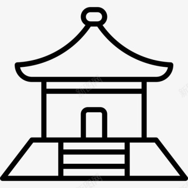 庙宇中国92直线图标图标