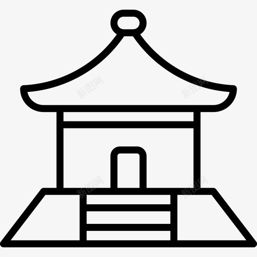 庙宇中国92直线图标svg_新图网 https://ixintu.com 中国 庙宇 直线