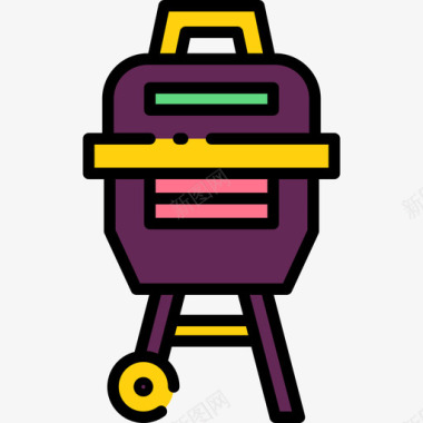 烧烤架烧烤38线性颜色图标图标