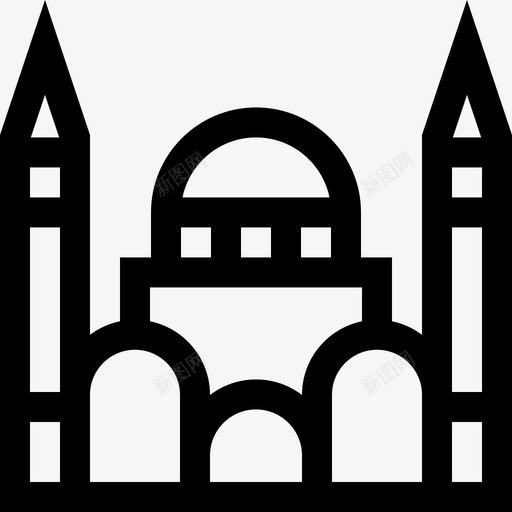 圣索菲亚教堂地标和纪念碑28线性图标svg_新图网 https://ixintu.com 地标 教堂 索菲亚 纪念碑 线性