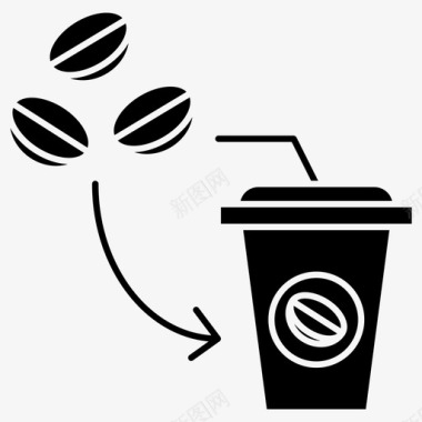 酿造咖啡杯子咖啡店字形图标图标