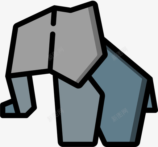 大象折纸2线性颜色图标svg_新图网 https://ixintu.com 大象 折纸 线性 颜色