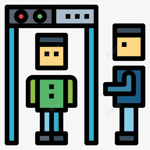 金属探测器机场3线性颜色图标svg_新图网 https://ixintu.com 探测器 机场 线性 金属 颜色