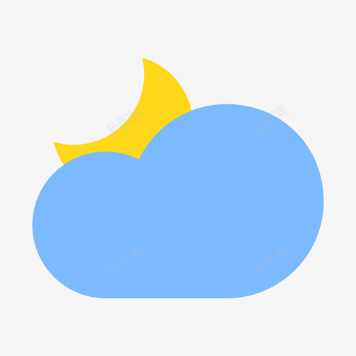 晴转多云（夜晚）svg_新图网 https://ixintu.com 晴转多云（夜晚） 填充 多色 简约 精美 可爱 圆润