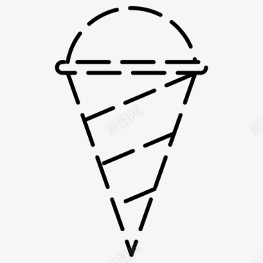 冰淇淋蛋卷冰淇淋食物虚线图标图标
