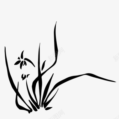 兰花花东方植物图标图标
