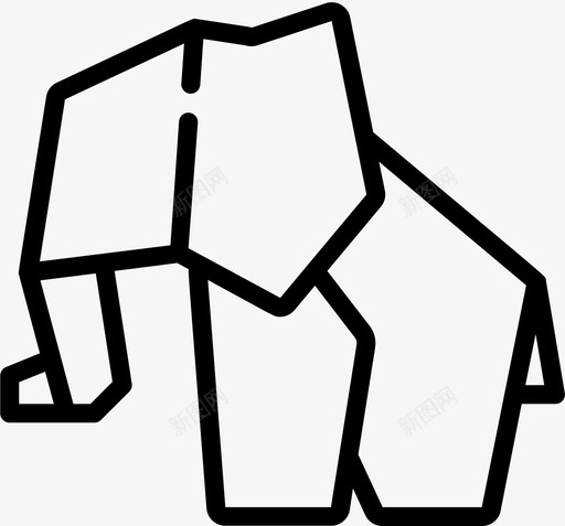 大象折纸3线状图标svg_新图网 https://ixintu.com 大象 折纸 线状