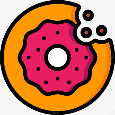 甜甜圈面包店130线性颜色图标图标