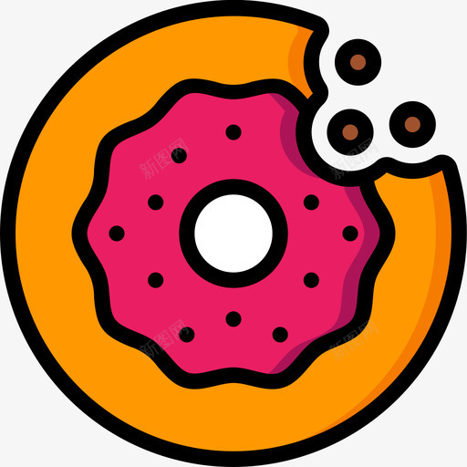 甜甜圈面包店130线性颜色图标svg_新图网 https://ixintu.com 甜甜圈 线性 面包店 颜色