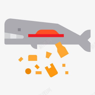 鲸鱼塑料污染22扁平图标图标
