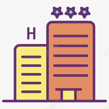 酒店旅游260线性颜色图标图标