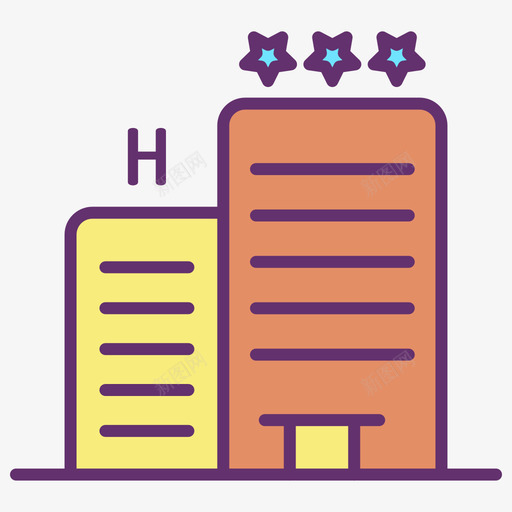 酒店旅游260线性颜色图标svg_新图网 https://ixintu.com 旅游 线性 酒店 颜色