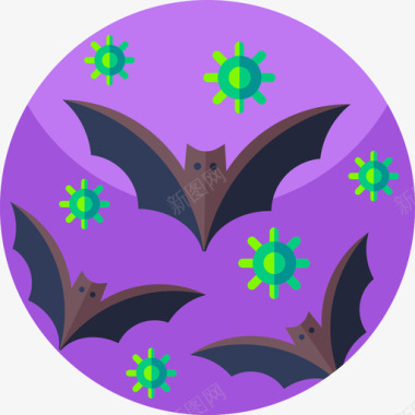 蝙蝠病毒传播5扁平图标图标