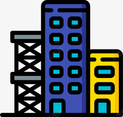 建筑城镇规划2线性颜色图标图标