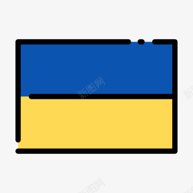 乌克兰国旗1线颜色图标图标