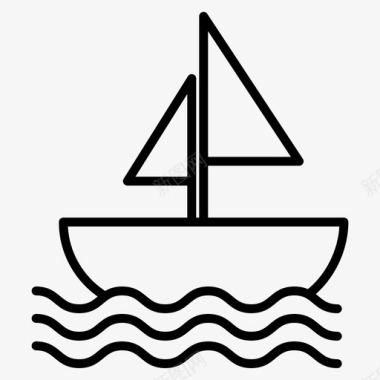 划船帆船航运图标图标