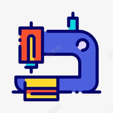 缝纫机劳动节4线性颜色图标图标