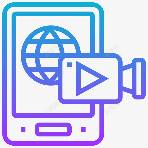 视频录制在线流媒体3渐变图标svg_新图网 https://ixintu.com 在线 录制 流媒体 渐变 视频