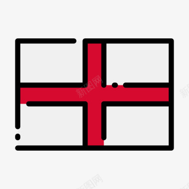 英格兰国旗1直线颜色图标图标