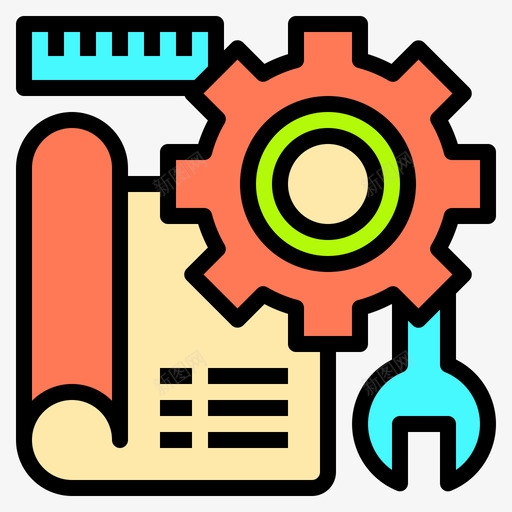 蓝图工程96线颜色图标svg_新图网 https://ixintu.com 工程 蓝图 颜色