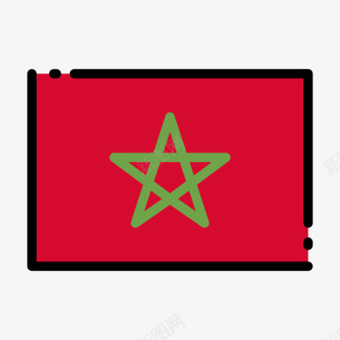 摩洛哥国旗1线性颜色图标图标