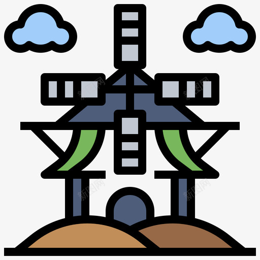 Kinderdijk风车世界地标4线性颜色图标svg_新图网 https://ixintu.com Kinderdijk 世界 地标 线性 颜色 风车
