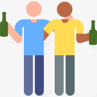 男士啤酒节45彩色图标图标
